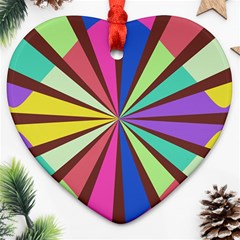 Rays In Retro Colors Ornament (heart)