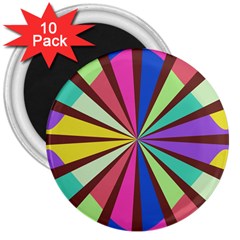 Rays In Retro Colors 3  Magnet (10 Pack)