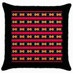 Rhombus And Stripes Pattern Throw Pillow Case (black) by LalyLauraFLM