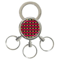 Rhombus And Stripes Pattern 3-ring Key Chain