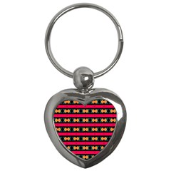 Rhombus And Stripes Pattern Key Chain (heart)