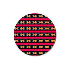 Rhombus And Stripes Pattern Magnet 3  (round) by LalyLauraFLM