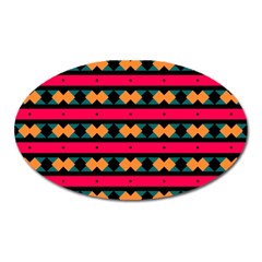 Rhombus And Stripes Pattern Magnet (oval) by LalyLauraFLM