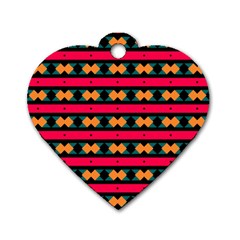 Rhombus And Stripes Pattern Dog Tag Heart (one Side) by LalyLauraFLM