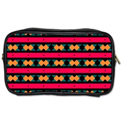 Rhombus And Stripes Pattern Toiletries Bag (one Side) by LalyLauraFLM