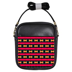 Rhombus And Stripes Pattern Girls Sling Bag by LalyLauraFLM