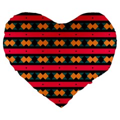 Rhombus And Stripes Pattern Large 19  Premium Heart Shape Cushion