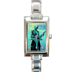 Sad Guitar Rectangle Italian Charm Watches