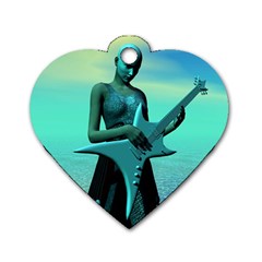 Sad Guitar Dog Tag Heart (two Sides) by icarusismartdesigns