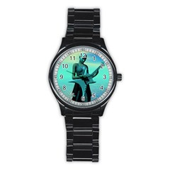 Sad Guitar Stainless Steel Round Watches by icarusismartdesigns