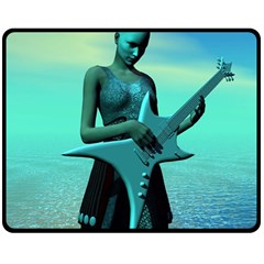 Sad Guitar Double Sided Fleece Blanket (medium) 