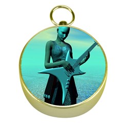 Sad Guitar Gold Compasses by icarusismartdesigns