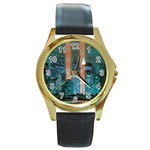 New York 2014 1206 Round Gold Metal Watches Front