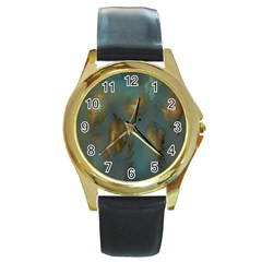 Broken Pieces Round Gold Metal Watches