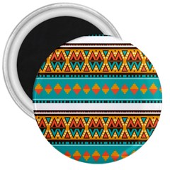 Tribal Design In Retro Colors 3  Magnet