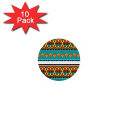 Tribal Design In Retro Colors 1  Mini Button (10 Pack) 