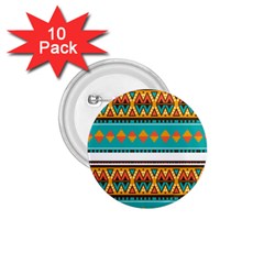 Tribal Design In Retro Colors 1 75  Button (10 Pack) 