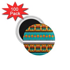 Tribal Design In Retro Colors 1 75  Magnet (100 Pack)  by LalyLauraFLM