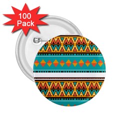 Tribal Design In Retro Colors 2 25  Button (100 Pack) by LalyLauraFLM