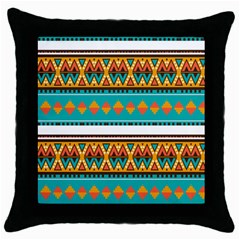 Tribal Design In Retro Colors Throw Pillow Case (black) by LalyLauraFLM