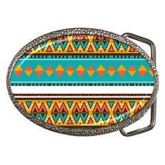 Tribal Design In Retro Colors Belt Buckle by LalyLauraFLM