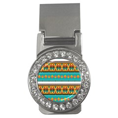 Tribal Design In Retro Colors Money Clip (cz) by LalyLauraFLM