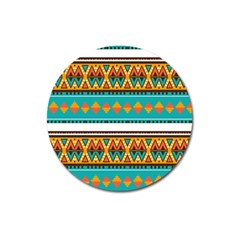 Tribal Design In Retro Colors Magnet 3  (round) by LalyLauraFLM