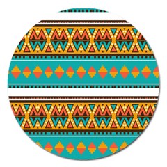 Tribal Design In Retro Colors Magnet 5  (round) by LalyLauraFLM