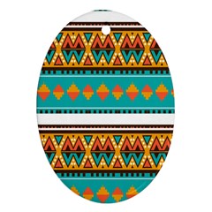 Tribal Design In Retro Colors Oval Ornament (two Sides) by LalyLauraFLM