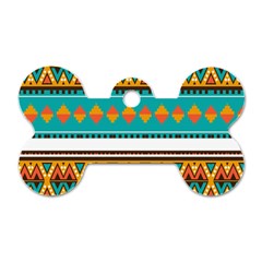 Tribal Design In Retro Colors Dog Tag Bone (one Side) by LalyLauraFLM