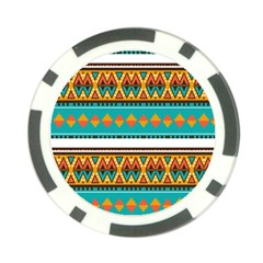 Tribal Design In Retro Colors Poker Chip Card Guard