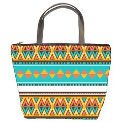 Tribal Design In Retro Colors Bucket Bag by LalyLauraFLM