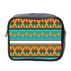 Tribal Design In Retro Colors Mini Toiletries Bag (two Sides) by LalyLauraFLM