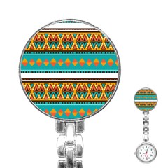 Tribal Design In Retro Colors Stainless Steel Nurses Watch