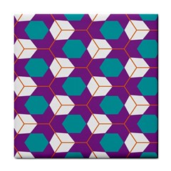 Cubes In Honeycomb Pattern Tile Coaster by LalyLauraFLM