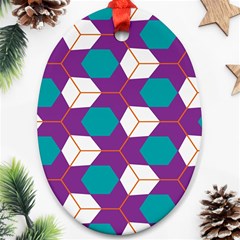 Cubes In Honeycomb Pattern Ornament (oval) by LalyLauraFLM