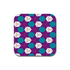 Cubes In Honeycomb Pattern Rubber Coaster (square) by LalyLauraFLM