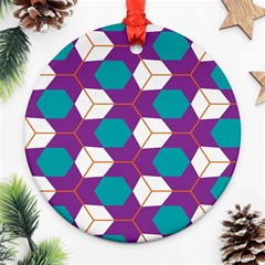 Cubes In Honeycomb Pattern Round Ornament (two Sides) by LalyLauraFLM