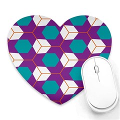 Cubes In Honeycomb Pattern Heart Mousepad