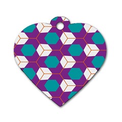 Cubes In Honeycomb Pattern Dog Tag Heart (one Side) by LalyLauraFLM