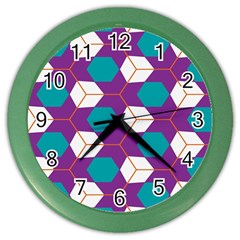 Cubes In Honeycomb Pattern Color Wall Clock