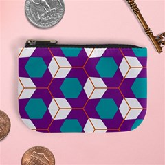 Cubes In Honeycomb Pattern Mini Coin Purse by LalyLauraFLM