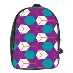 Cubes In Honeycomb Pattern School Bag (xl) by LalyLauraFLM