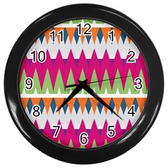 Chevron Pattern Wall Clock (black) by LalyLauraFLM