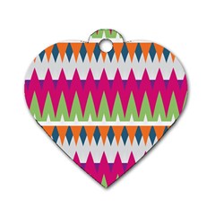 Chevron Pattern Dog Tag Heart (two Sides) by LalyLauraFLM