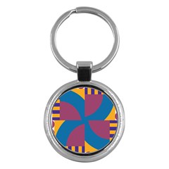 Blue Flower Key Chain (round)