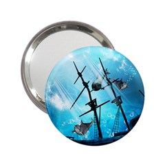 Awesome Ship Wreck With Dolphin And Light Effects 2.25  Handbag Mirrors