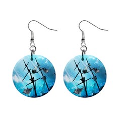 Awesome Ship Wreck With Dolphin And Light Effects Mini Button Earrings