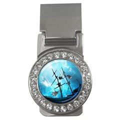 Awesome Ship Wreck With Dolphin And Light Effects Money Clips (cz) 