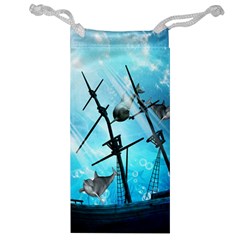 Awesome Ship Wreck With Dolphin And Light Effects Jewelry Bags